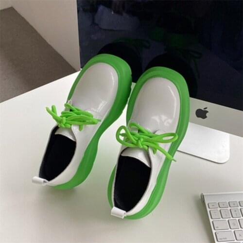 Korean Style Hot Sale Casual Leather Fashion Platform Lace-Up Mary Jane Small Leather Shoes Spring And Autumn New Style Shoes