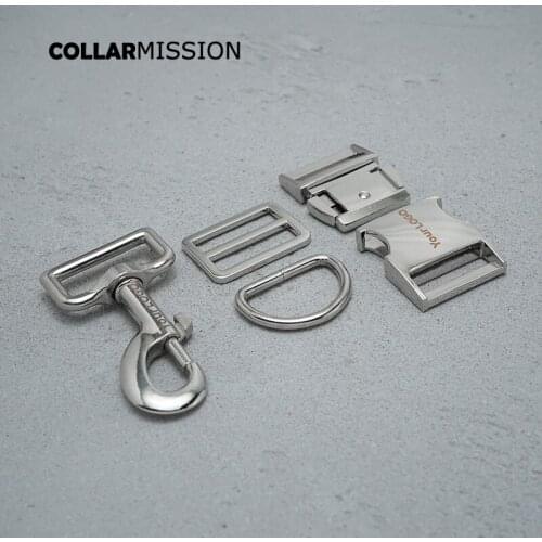 Metal buckle+Tri-Glid+D ring+metal dog clasp/set) retailing 30mm silver for engraved DIY dog collar set good quality DIY parts