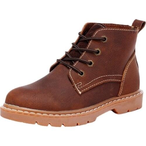 Cute shoes womens shoes comfort size 44 women shoes Genuine Leather Martin Boots Spring/Autumn