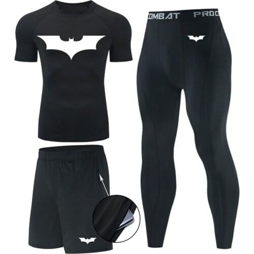 Comppress Men Kickboxing T-Shirt+Pants Mens MMA Rashguard Boxing Muay Thai Shorts Fitness Sport suits Quick dry Workout Jersey