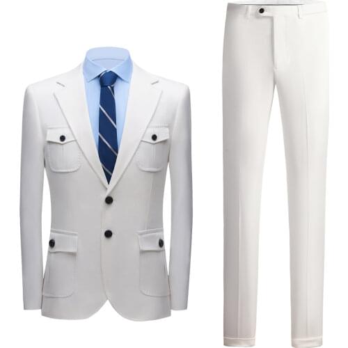 Mens British style slim suit jacket light luxury Korean version of the fashion hunting business casual white suit