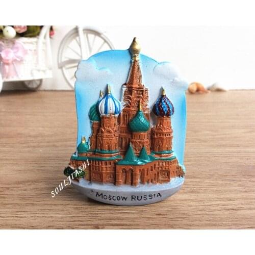 Russia travel souvenirs resin Moscow building refrigerator sticker message post