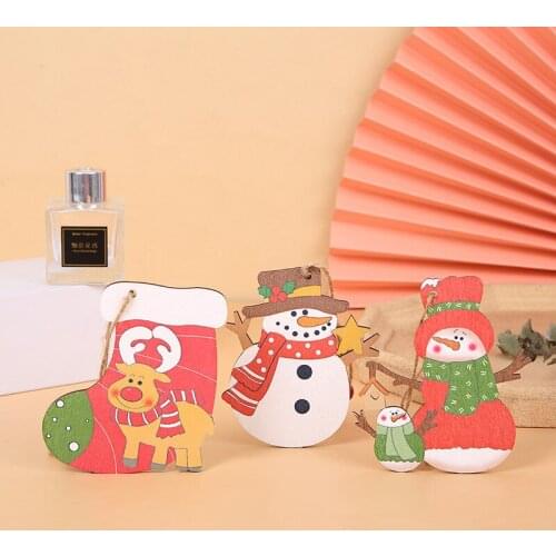 Christmas Ins Small Wooden Board Snowflake Santa Claus Elk Pendant Christmas Tree Garland Decorations Christmas Accessories