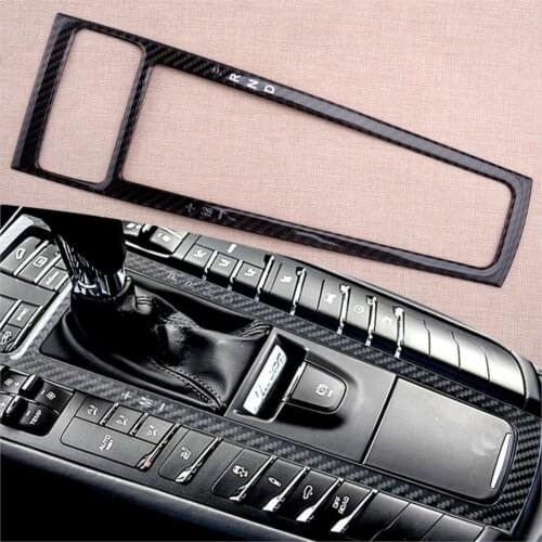 Carbon Fiber Car Gear Shift Panel Decoration Trim Cover Frame Fit For Porsche Cayenne Macan 2019 2018 2017 2016 2015 2014