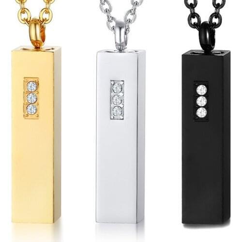 Titanium steel inlaid zircon urn openable pendant ladies Bar Necklace Personalized Women Bridesmaid Proposal Gifts Jewelry