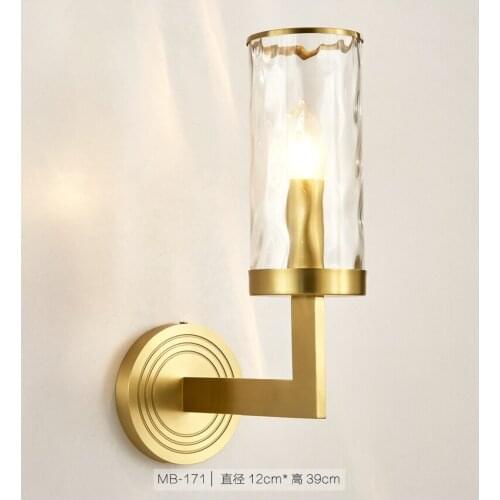 Postmodern copper crystal wall lamp designer living room bedroom bedside lamp staircase background wall lamp