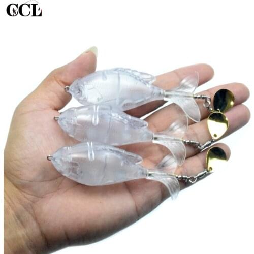 CCLTBA 9.5cm 15g Topwater Unpainted Fishing Lures Rotate Tail Blade Spoon Artificial Blank Baits Fishing Bait Tackle