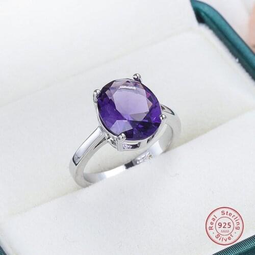 Simple Round Purple/blue Crystal Wedding Rings for Women Micro Pave CZ Zircon Sliver Color Fashion Jewelry Gift Dropshipping