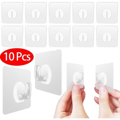 Transparent Wall Hook 10pcs Strong Self Adhesive Door Wall Hangers Hooks Suction Heavy Load Rack Cup Sucker for Kitchen Bathroom