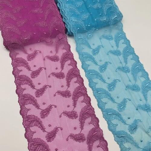 Width 16cm Light Blue Floral Embroidery Lace Trim DIY Craft Sewing Supplies Skirt Hem Decoration Accessories Dolls bjd material