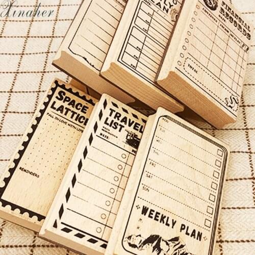 Vintage record memo List time Planner stamp DIY wooden rubber stamps for scrapbooking stationery scrapbooking standard stamp