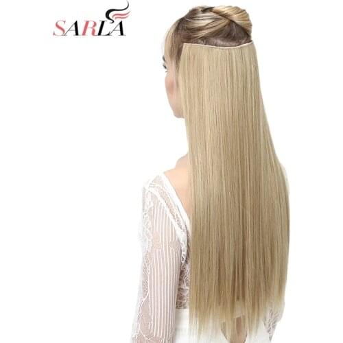 Clip In Hair Extension Ombre Bayalage Long Straight Flase Hair Pieces For Women 24" 5clips Synthetic One Piece 3/4 Head 66
