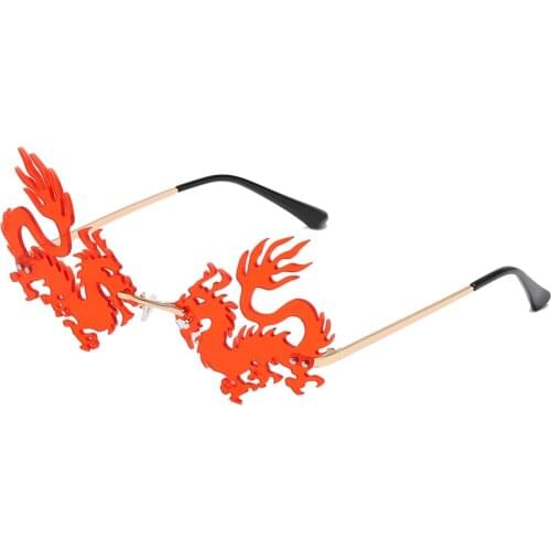 Rimless Punk Sunglasses Women Fashion Unique Flamed Dragon Sun Glasses Men Red Black 2021 Eyeglasses Shades gafas de sol