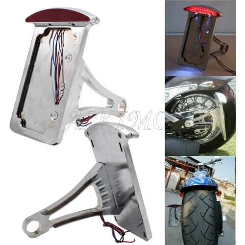 Universal Motorcycle Brake Tail light Side Mount License Plate Bracket Holder For Harley Sportster Chopper Bobber Softail