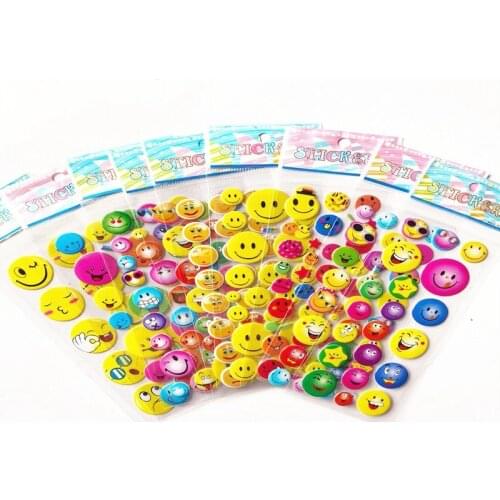 10pcs Smiley Face Stereo Sticker Cartoon Childrens Puzzle Early Education Can Repeat Stickers Cute Smiley Face Bubble Sticker