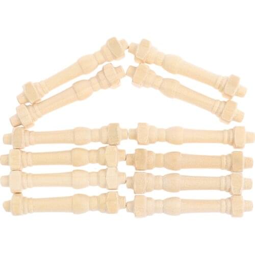 12pc About 5cm Dollhouse Miniature Wood Railing Accessories Small Column Model Toys Furniture Toys
