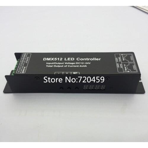 2pcs DC12-24V RGB DMX 512 Decoder led controller 4 channel Digital tube LED DMX512 decoder 4 Channel * 4A