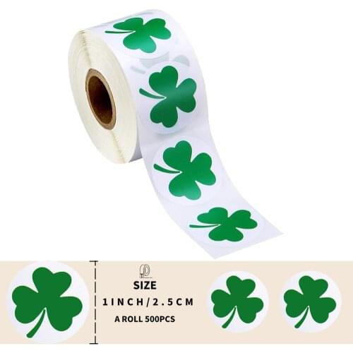 500 PCS Boao St. Patricks Day Stickers Shamrock Roll Stickers 1 Inch Cute Scrapbook Stickers Stationery Stickers
