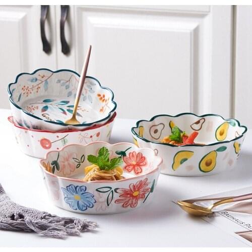 7inch Ceramic Salad Bowl Flower Penh Creative Dessert Pudding Bake Bowl Microwave Oven Use