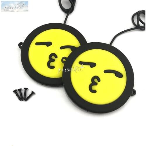 9cm Warning Grille Led Light 12V 100% Grille Waterproof LED DRL Daytime Light Red White 3D Cars Style Daylight Signal Lamp