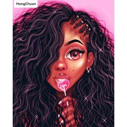 African lollipop girl 5D diamond painting full square/rounddiamond embroideryhandmade rhinestone DIY mosaichome decoration mural