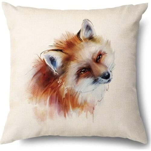 Artinlive New Arrival Linen Fox Simple Pillowcases Animal Hemp Pillowcase Plain Car Sofa Cushion Cover Cotton Fashion Decorate