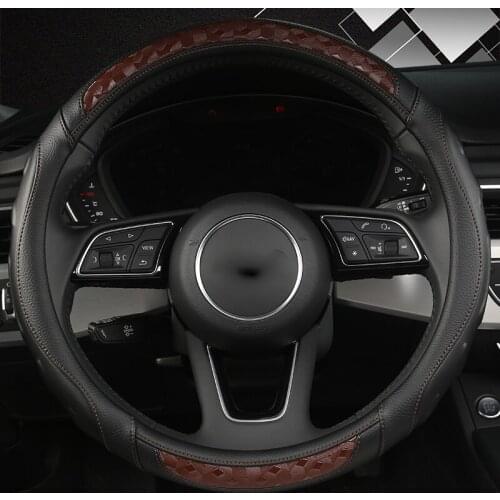 Car-styling Steering Wheel Cover Carbon Fiber Leather 37-38CM Cars Wheel Covers Anti Slip Breathable Universal Auto Accessories