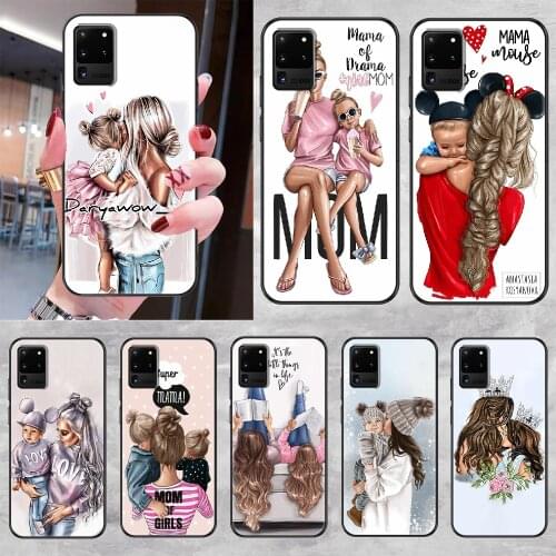 Surper Mama Baby Mom GIRL Phone case For Samsung Galaxy Note 4 8 9 10 20 S8 S9 S10 S10E S20 Plus UITRA Ultra black luxury