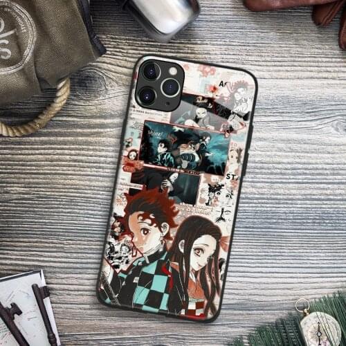 Tanjiro and Nezuko Kimetsu No Yaiba Anime Soft TPU Glass Phone Case for IPhone SE 6s 7 8 Plus X Xr Xs 11 12 Mini Pro Max Samsung