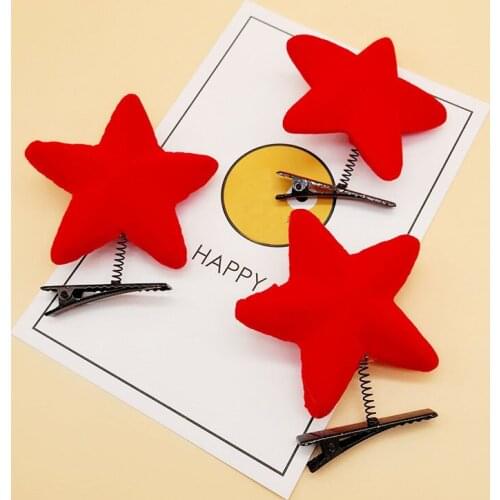 Kids Infant Baby Girls Hair Clip Cartoon Red Star Hairpin Barrettes Headwear Decoration Fashion Accessories