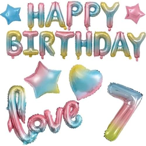 Happy Birthday Digit Balloon Set Gradient Balloon Sequins Party Prom Supplies Set Birthday Party Decoration Balloon Set