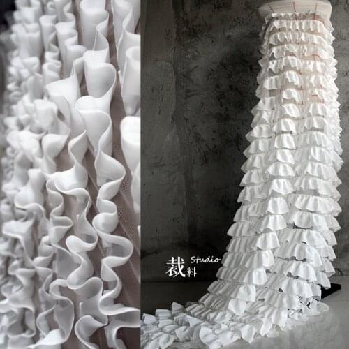 Designer lotus leaf wrinkle wave background garment mesh fabrics for patchwork kumas telas por metros