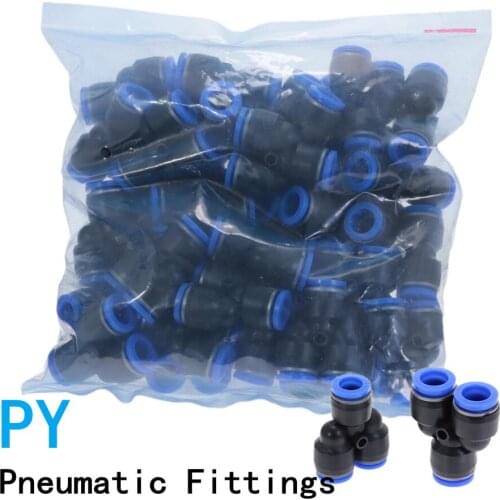 100pcs 50pcs /pack PY Pneumatic Fittings Air Fitting Y Type 3-way For 4mm 6mm 8mm 10mm 12mm Tube Quick Push In Connectors