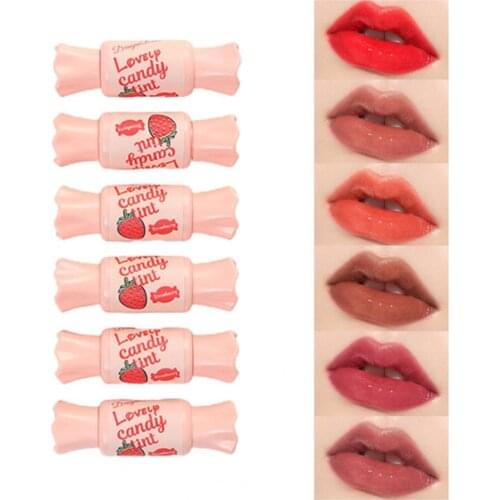6 Pcs 6 x 10ml Lip Glaze Candy Shape Moisturizing Waterproof Weightless Thin Texture Lip Glaze for Beauty