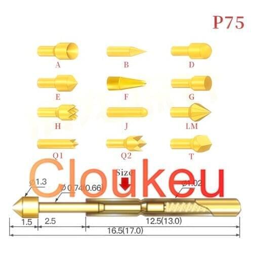 Probe Nickel-plated P75 test pin 1# series PCB spring thimble