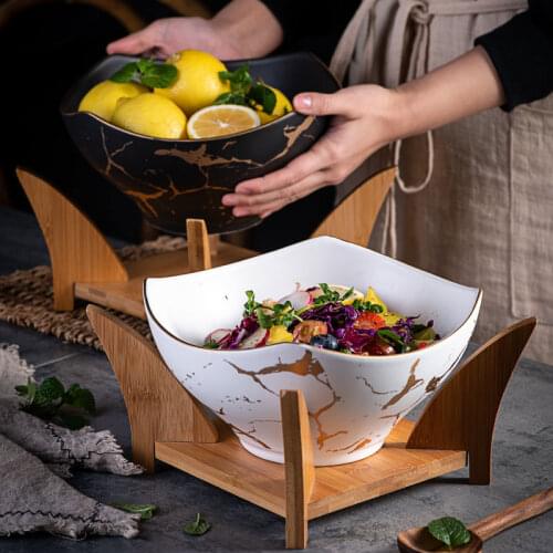 Northern Europe Creative Fruit Salad Bowl Marble Ceramic Tableware Home Soup Bowl Noodle Bowl Boiled Fish Bowl