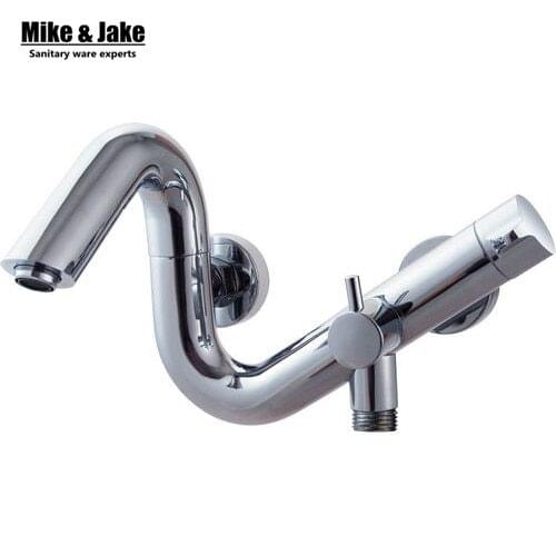 Brass chrome shower mixer wall shower faucet with water spout special style single handle shower tap without shower pipe