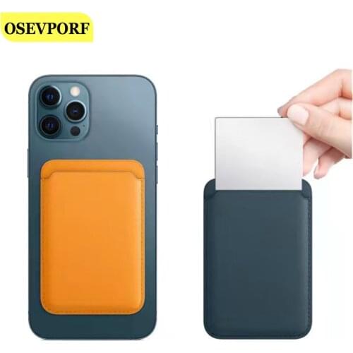 New Magnetic Safe Wallet Card Bag For iPhone 12 Mini 12 Pro Max Phone Case Card Package Card Magsafe Holder Luxury Leather Pouch