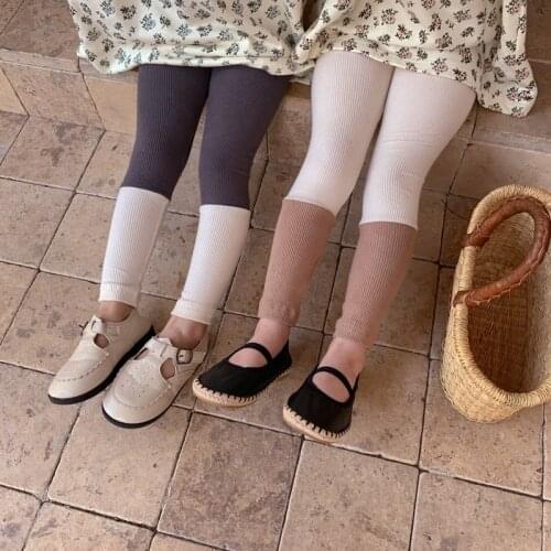 2021 Autumn New Korean Style Girls' Stitching Leggings Childrens Soft Casual Fashionable Trousers