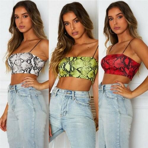 New Sexy Women Strap Slim Fit Vest Snakeskin pattern Tank Crop Tops Summer serpentine Print Shirt Plus Size 2019