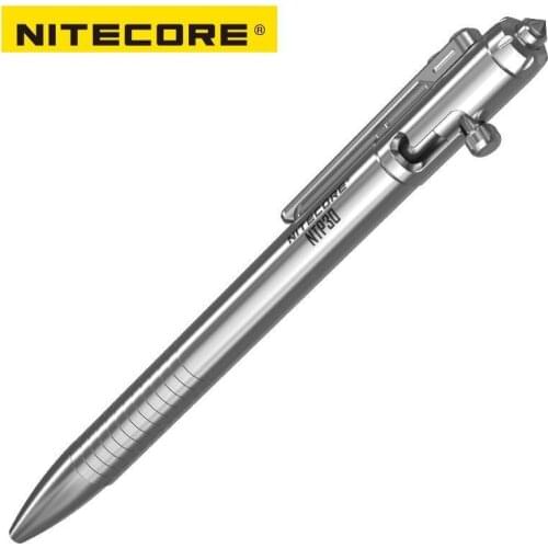 NEW Nitecore NTP30 Bolt Action Tactical Pen Self-defense Titanium Alloy Tools Ergonomically Tungsten Steel Tapered Tip