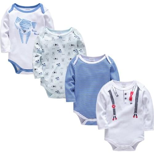Honeyzone Baby Girl Clothes 4pcs 3pcs/set Cotton Long Sleeve Newborn Baby Boy Clothes Cartoon Print Overalls body bebe Jumpsuit