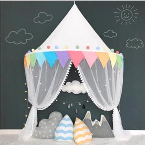Kids Play Tent Teepee Indoor Play House Castle for Children Girls Tipi Tent Portable Crib Cot Bed Canopy Tent Baby Bedroom Decor