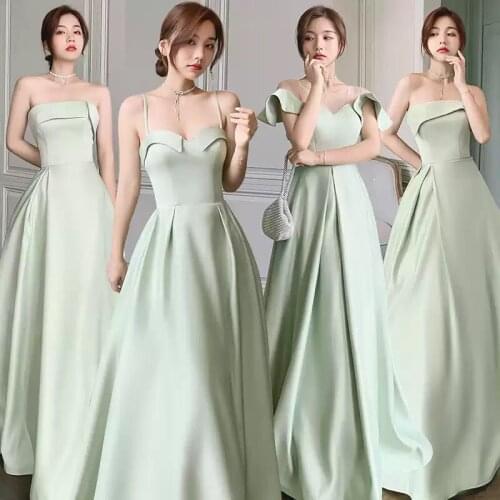 Bridesmaids Dress Illusion Strapless A-Line Sleeveless Tulle Spaghetti Straps Floor-Length Vintage Women Wedding Party Gown E471
