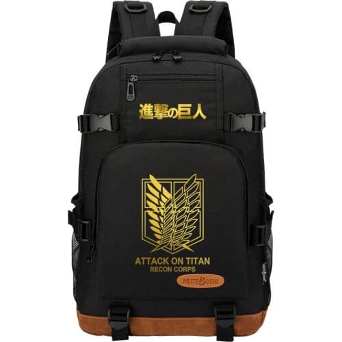 2021 Hot Anime Gold Attack On Titan Boys Girls Kids School Book Bags Women Bagpack Teenagers Canvas Men Laptop Travel Backpack