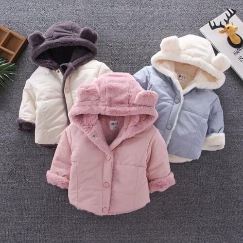 Thick Velvet Warm Toddler Kids Baby Girl Down Jacket Winter Clothes Fleece Hooded Coat Children Zipper Infant Overcoat