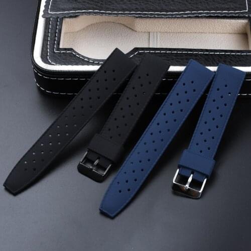 Colorful Rubber Black Watch Strap 20mm 22mm Replacment Watch Accessories Porous Breathable Sport Diving Watchband For Man