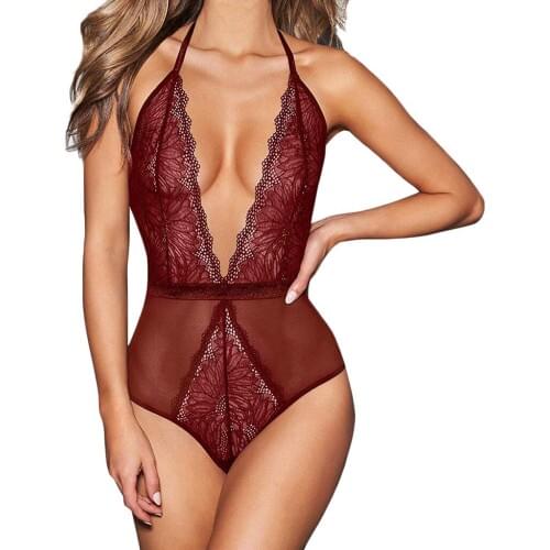 Sexy Lingerie Women Deep V Lace Erotic Underwear Plus Size Backless Teddy Lingerie Porno Babydoll Lenceria Erotica Mujer Sexi