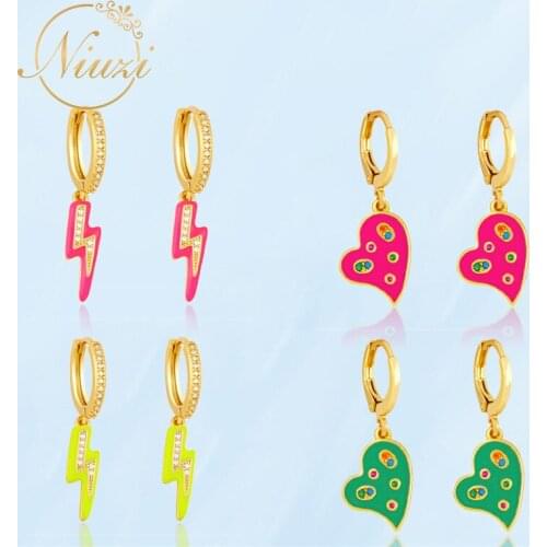Women Cute Piercing Fashion Earrings 2021 Trend Retro Blue Pink Love Heart Color Drip Glaze Dangle Earrings Girl Fine K-pop Gift
