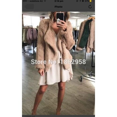 SJ461 New Arrival 2019 Tongxiang Wholesale Turn Down Collar Rabbit Fur Jacket Cream